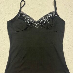 Express Black Camisole with Lace and Bead Detail